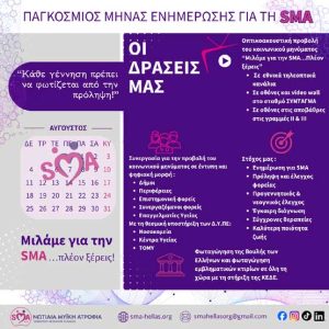 Συμμετοχή του Δήμου Κοζάνης στην Εθνική Εκστρατεία Ενημέρωσης για τη Νωτιαία Μυϊκή Ατροφία (SMA) – Συμβολική φωταγώγηση Δημαρχείου και Ρολογιού σήμερα Παρασκευή 7 Αυγούστου pagkosmios-minas